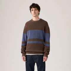 Alamo Crewneck Sweater - Lysander Stripe Bracken - Brown