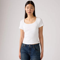 Essential Square Neck Tee - Bright White - White
