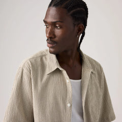 Short-Sleeve Lama Boxy Shirt - Cadiz Plaid Silver Birch - Brown