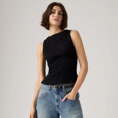 Bella Smocked Top - Anthracite Night - Black
