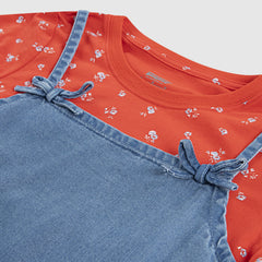 Layerable Dress With Tee Big Girls 7-16 - Splash Zone - Blue / Red