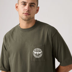 Half-Sleeve Loose Graphic Pocket T-Shirt - Worldwide Legend Utility - Green