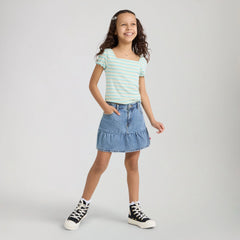 Denim Flounce Skort Little Girls 4-6 - Reach For The Stars - Medium Wash