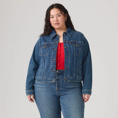 Original Trucker Jacket (Plus Size) - See Her Run - Medium Wash