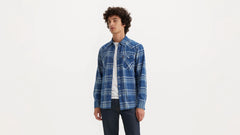 Classic Western Standard Fit Shirt - Indigo Plaid - Blue