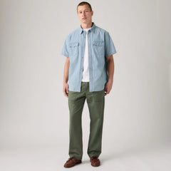 Easy Relaxed Cotton Linen Pull On Surplus Men's Pants - Kambaba - Green