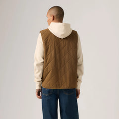 Quilted Utility Vest - Brown