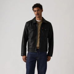 Faux Leather Jacket - Black - Black