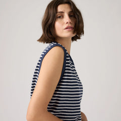 Boxy Tank Top - Emmi Stripe Peacoat - Blue
