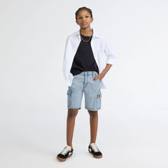 Denim Cargo Shorts Big Boys 8-20 - From Scratch No Destruction - Light Wash