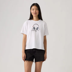 Graphic Logo Vintage Short Sleeve Tee - Denim Headphones Bri - White
