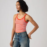 Plush Stretch Tank Top - Ines Stripe Signal Red - Red