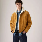 Western Suede Sherpa Trucker Jacket - Evening Sun - Brown
