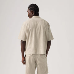 Short-Sleeve Lama Boxy Shirt - Cadiz Plaid Silver Birch - Brown