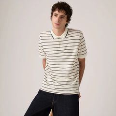 Levi's Original Polo Shirt - Teddy Stripe Egret - White