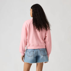 Graphic Logo Vintage Boxy Sweatshirt - Garment Dye Crew Fancy Script - Pink
