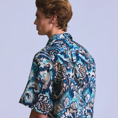 Short-Sleeve Camp Shirt - Jacquard - Blue