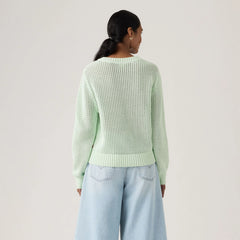 Gaelle Long-Sleeve Crochet Pullover - Pale Blue - Blue