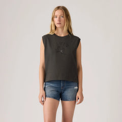 Graphic Logo Boxy Tank Top - Tank Archival Boots - Black