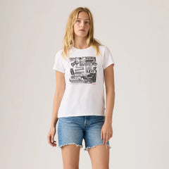 Levi's® Logo Perfect Tee Shirt - Cowboy Grid - White