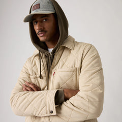 Diamond Quilted Overshirt - Safari - Tan
