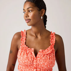 Vera Sleeveless Blouse - Babitz Ditsy Signal - Red