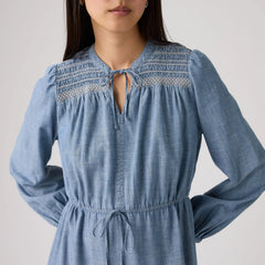 Seren Long-Sleeve Midi Dress - Crystal Sea - Medium Wash
