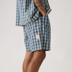 Pull-On Work 7" Men's Shorts - Summer Check - Medium Wash