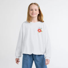 Long Sleeve Bubble Hem Knit Top Big Girls 7-16 - Bright White