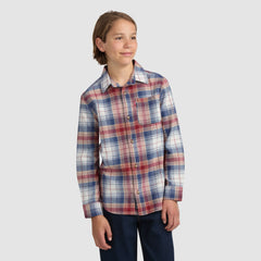 Indigo Plaid Twill Shirt Big Boys 8-20 - Red