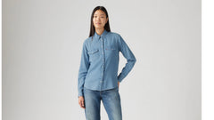 Iconic Western Linen+ Denim Shirt - Play Break - Medium Wash