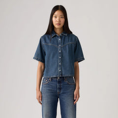 Logan Short-Sleeve Denim Shirt - Tencel Tinted Times - Dark Wash