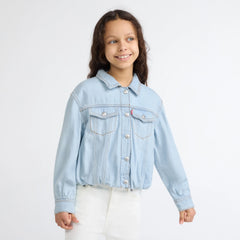Bubble Denim Trucker Jacket Little Girls 4-6 - Wow Me Over - Light Wash