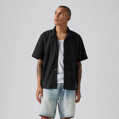 Sunset Camp Eyelet Shirt - Jet Black - Black