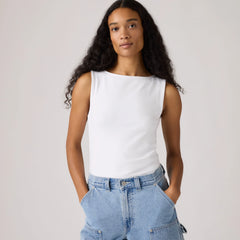 Blair Boatneck Top - Bright White - White