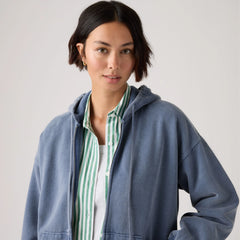 Women's Vintage Garment Dye Relaxed Hoodie - Garment Dye Sunshine Blue - Blue
