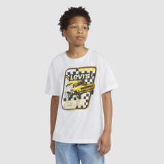 Boys' Short Sleeve Racing Graphic T-Shirt - Big Boys 8-20 - Blanc - White