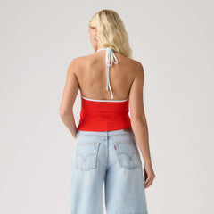 Graphic Ella Halter Top - Halter Tank Starfish Signal Red / Bright White - Red