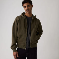 Hayes Boxy Grunge Wash Full-Zip Sweatshirt - Grunge Maitake Brown - Brown