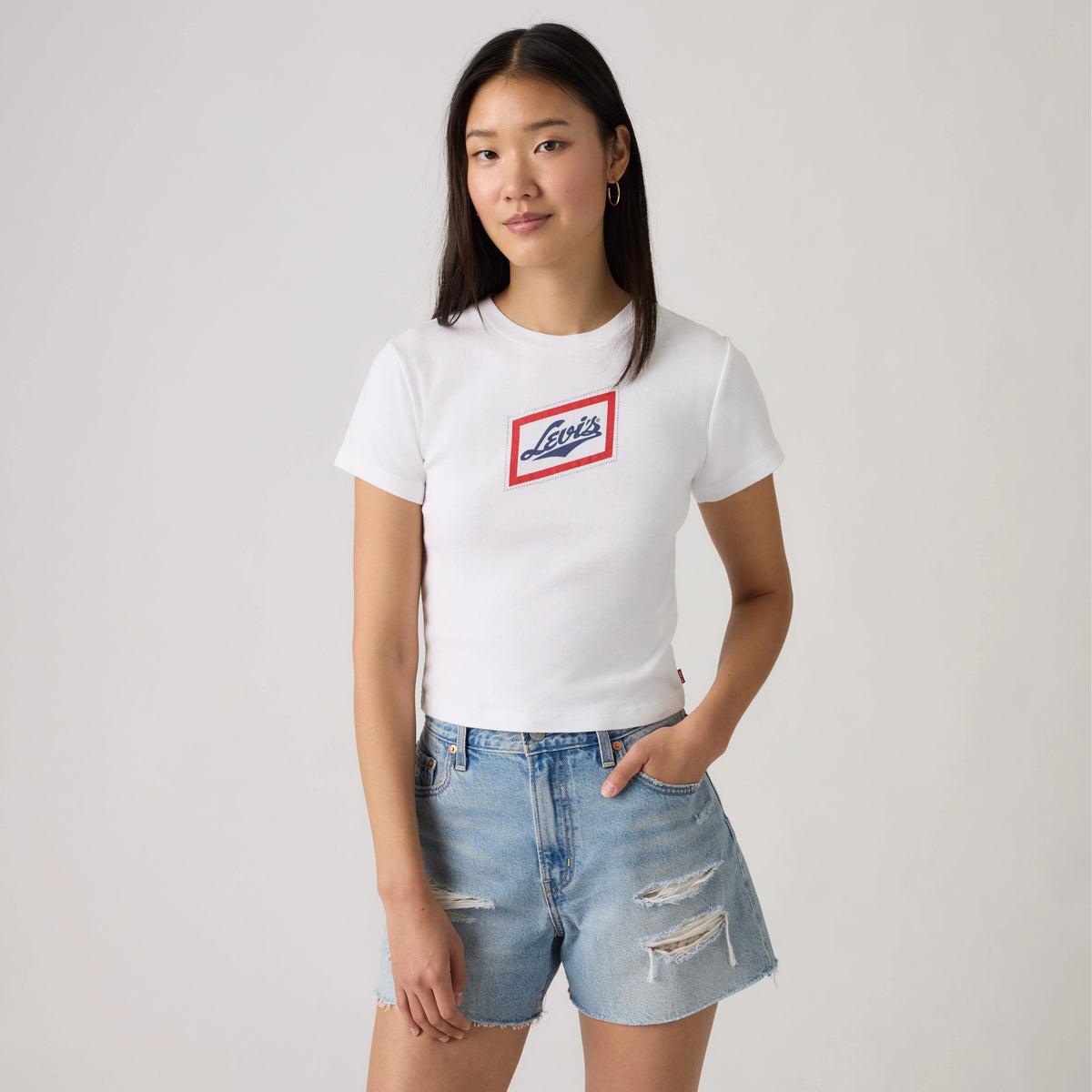 Graphic Logo Essential Sporty Tee - Vintage Levis Logo_S - White