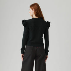 Shane Flutter Sleeve Sweater - Anthracite Night - Black