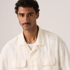 Boxy Utility Camp Shirt - Atkins Plaid Egret - White