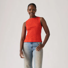 Bella Smocked Top - Signal Red - Red