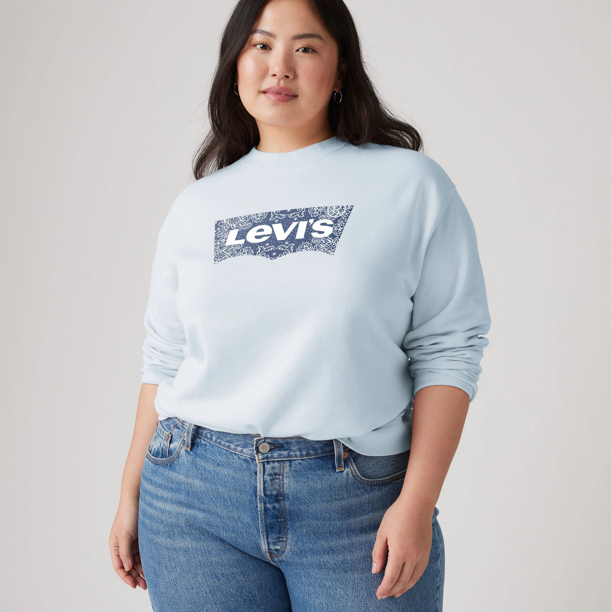 Graphic Logo Everyday Sweatshirt (Plus Size) - Plus Crew Bandana Fi - Blue