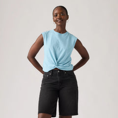 Jemma Knot Sleeveless Tee - Air Blue - Blue