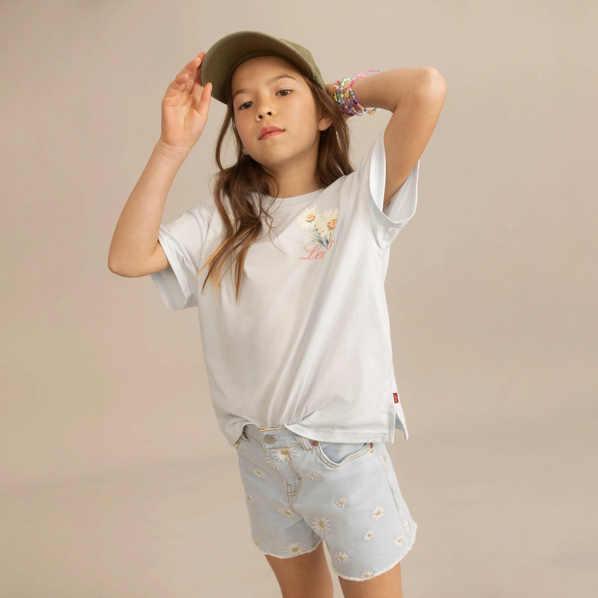 Big Girls Short Sleeve Oversized Floral - Multi-Color