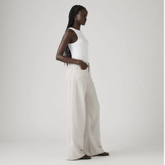 XL Baggy Straight Linen Blend Women's Pants - Crystal Gray - Grey