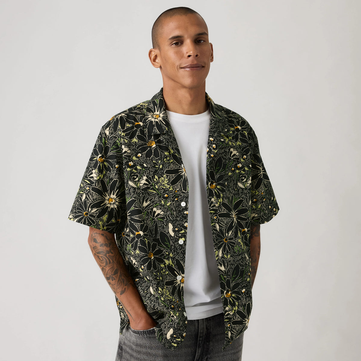 Sunset Camp Shirt - Hatch Floral Jet Black - Multi-Color