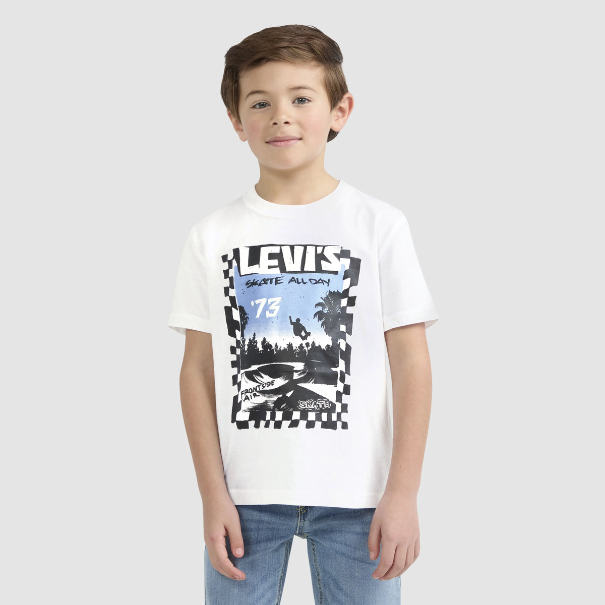 Short Sleeve Catching Air Graphic Tee Little Boys 4-7 - Bright White