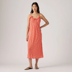 Sarita Slip Midi Dress - Pamela Floral Vine S - Red